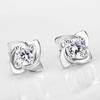 Elegant Female Zircon Happy Leaf Grass Stud Earrings Women's Version Earrings Silver Plated Ornament Fashion
