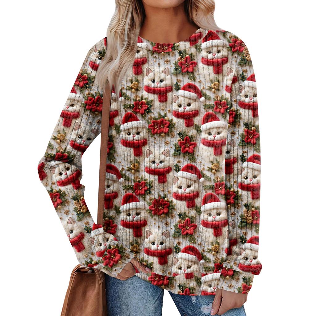 Женский принт Легкий Топ с круглым вырезом из матового хлопка