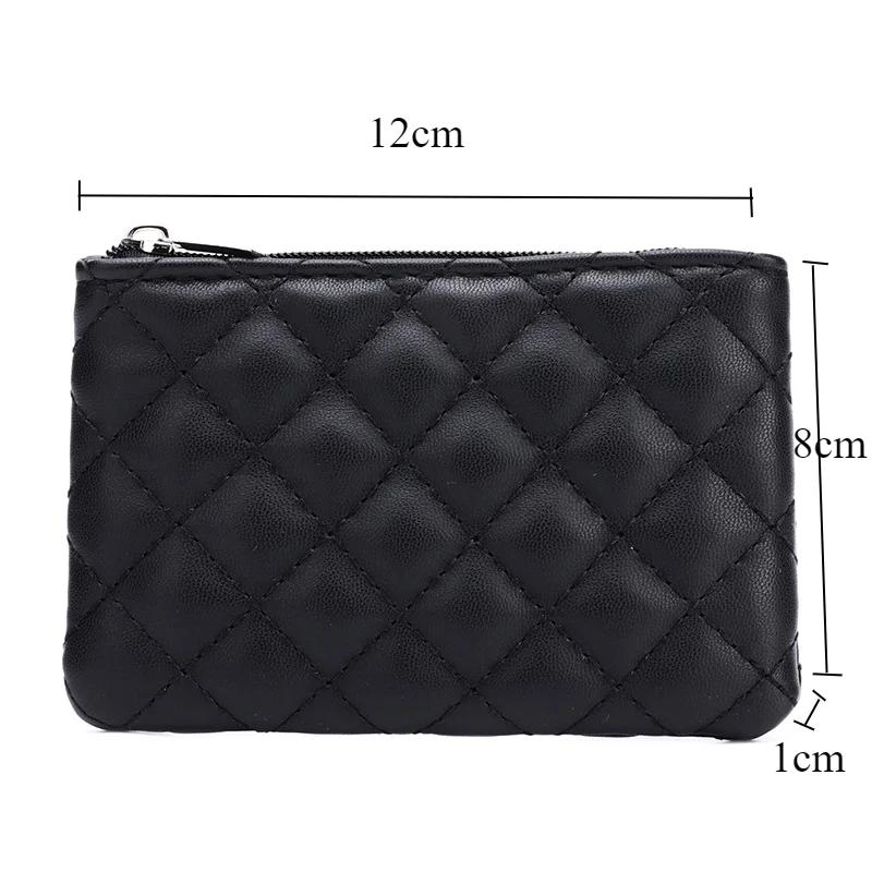 Women Small Coin Purse PU Leather Zipper Wallets Pouch Plaid Print Change Purses Business Card Holder Ladies Mini Coin Bag