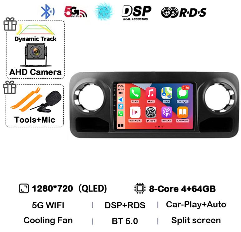 Android 14 Auto Carplay для Benz Sprinter 2018 2019 2020 2021 2022 Автомобильный радиоприемник Мультимедиа Видеоплеер Стерео GPS 4G WIFI Аудио BT