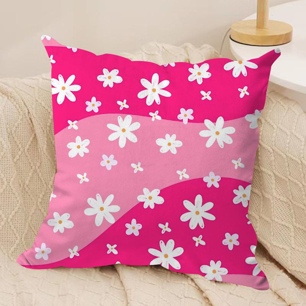 Colorful Daisies Cushion Cover Silky Short Plush DoubleSided Printed Pillow Case for Sofa All Seasons Home Decor Gift