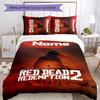 3pcs Custom Name Red Dead Redemption Bedding Set Duvet Cover Closure Includes 1 Duvet Cover & 2 Pillowcases for All Seasons Bedroom Decor