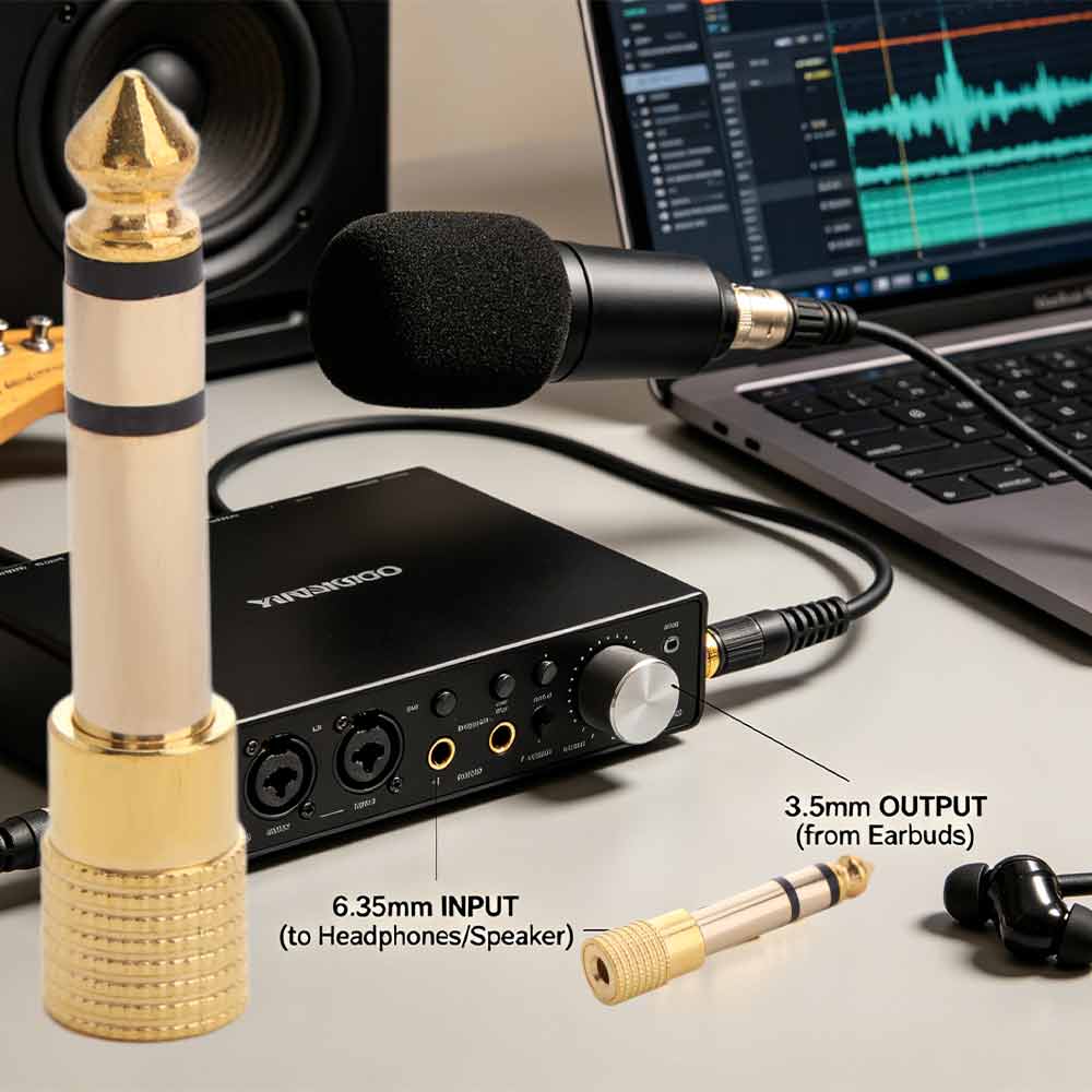 6.35mm Male Stereo TRS Converter 3.5mm Female Headphone Adapter Guitar Amplifiers