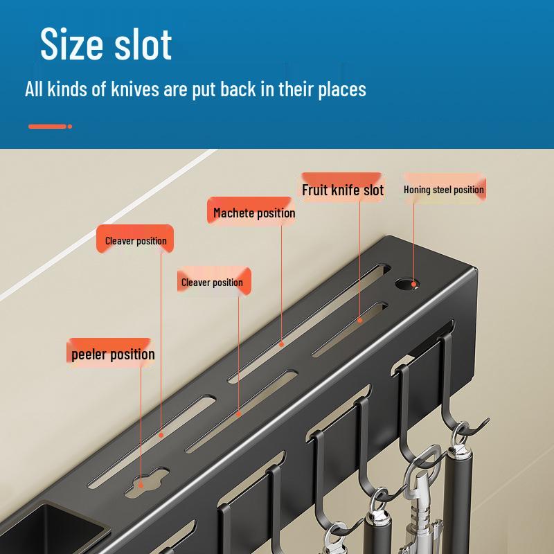 Настенная многофункциональная стойка для хранения ножей и столовых приборов из углеродистой стали, установка без сверления
