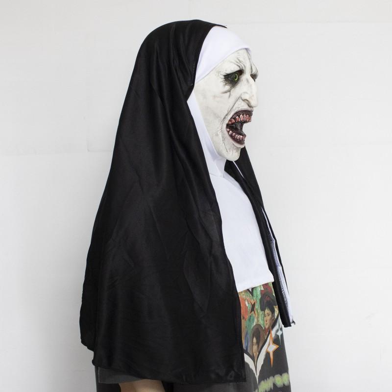 Scary Nun Mask Halloween Costume Latex Horror Face Cover Pranks Party