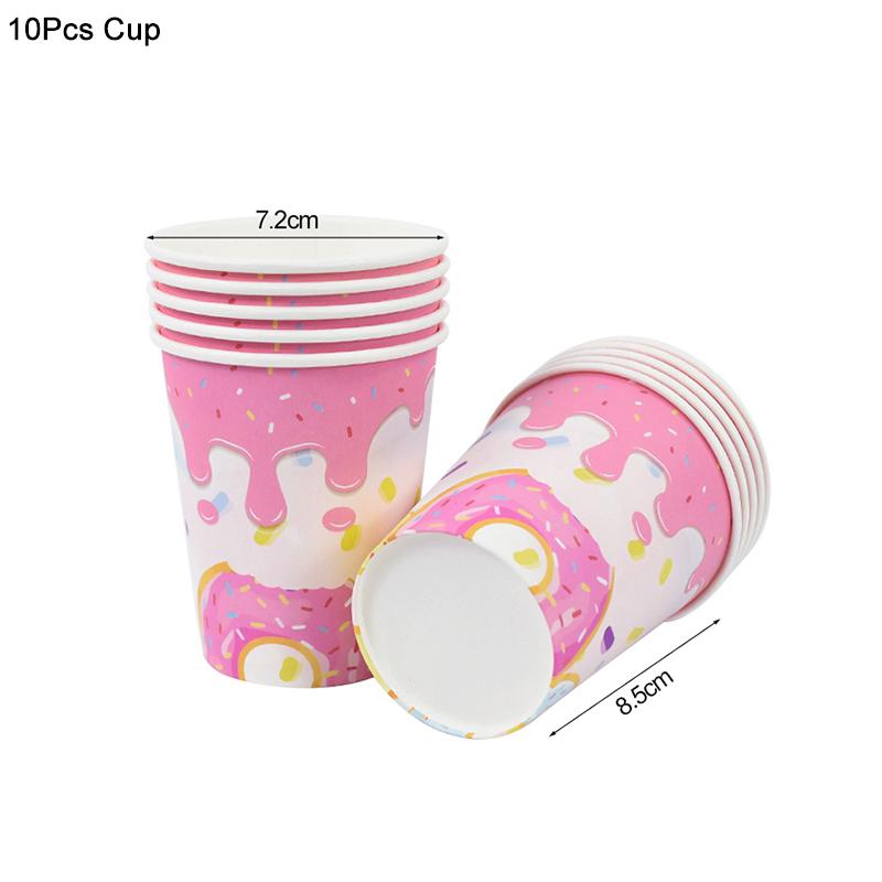 Набор одноразовой посуды для вечеринки с пончиками Бумажная тарелка Чашка Скатерть Принадлежности для украшения детской вечеринки по случаю 1-го дня рождения для девочек, Детский душ