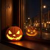 Pumpkin with Integrated LED Halloween Evil Lantern, Large Light Up Jack O Lantern Decor Battery-efficient Lamp for Party Scene, Spooky Outdoor Indoor