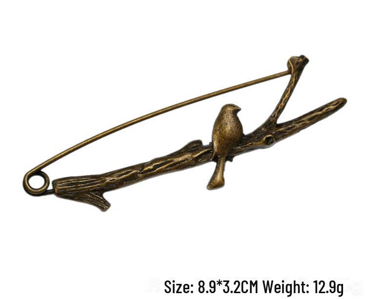 «Брошь-булавка в виде птицы из ретро-сплава с бамбуковой ветвью для женских кардиганов»