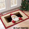 2D Flat Santa Door Mat Faux Cashmere Christmas Bath Mat Decorative Floor Rug  Christmas Home Decor