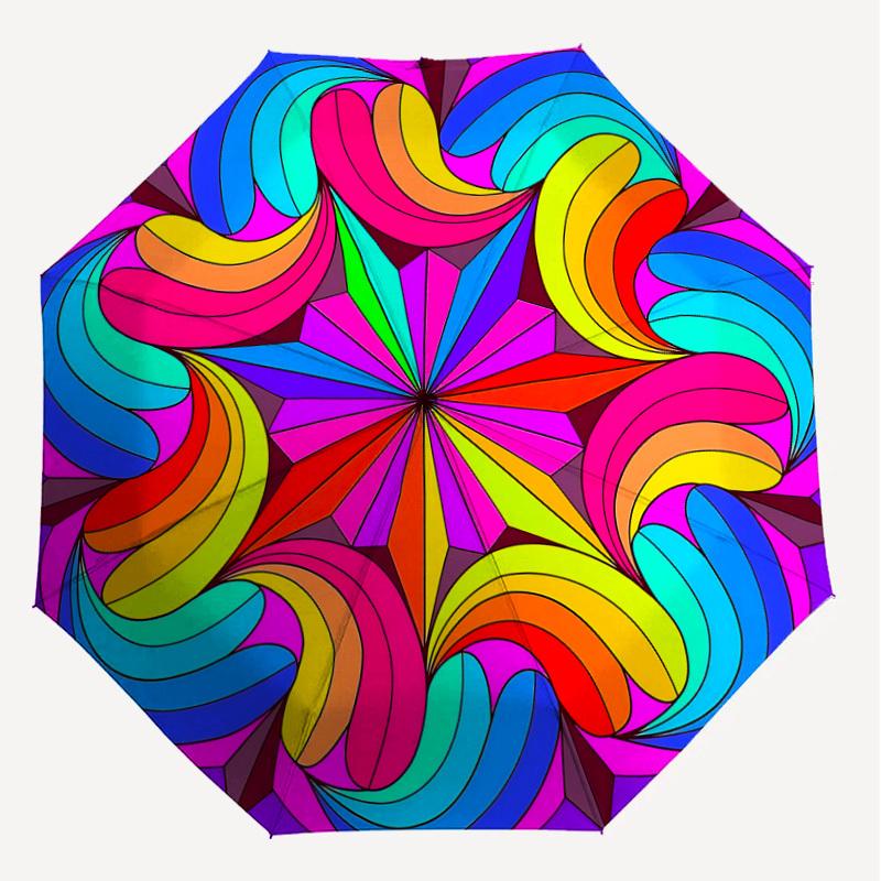1pc Psychedelic Pattern Automatic Open/Close Umbrella with Windproof, 8-Rib Sturdy Canopy, Durable Ribs, Fashionable Design1211A