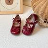 Girls Flats Soild Color Round Toes Kids Dance Performance Shoes Double Bows  New Girls Leather Shoes Soft Sole Sweet