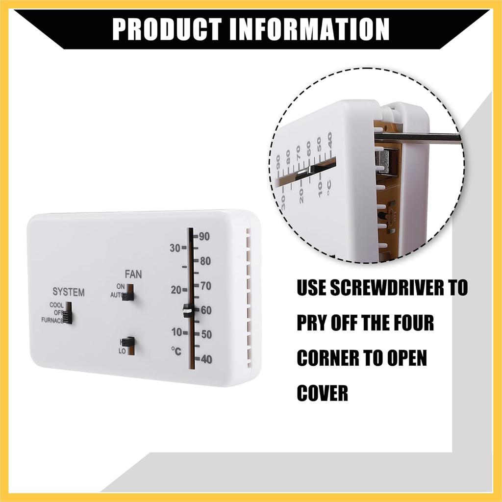RV Analog Control Heating/Cooling Thermostat Kit for for Campers/for Duo-Therm Thermostat RV Analog Control / 40-90°F Temp on A/C and Furnace / 1