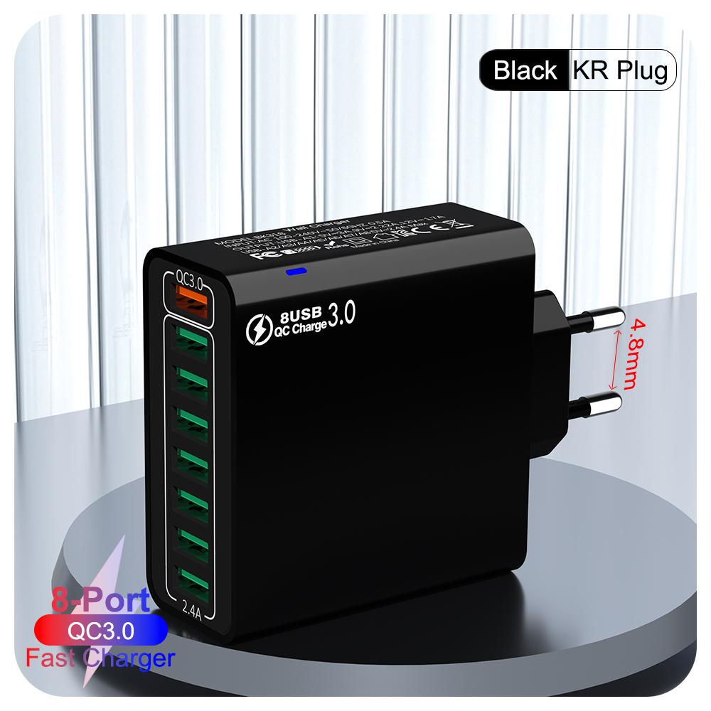 QC4.0 8 Port Fast Charging USB Charger EU US KR QC 3.0 Quick Charge Wall For Phone Adapter For iPhone 15 Xiaomi Samsung