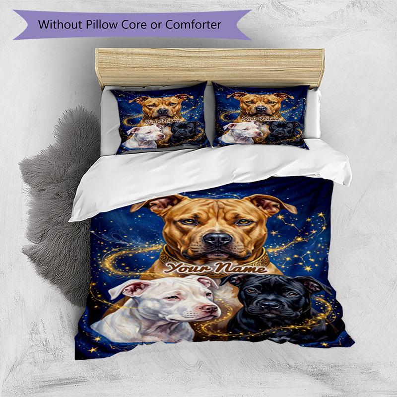 3PC Custom Name "Custom Pet Portrait Blanket" Bedding Set Printed Bedding Set Duvet Cover Closure Includes 1 Duvet Cover & 2 Pillowcases for All Seaso