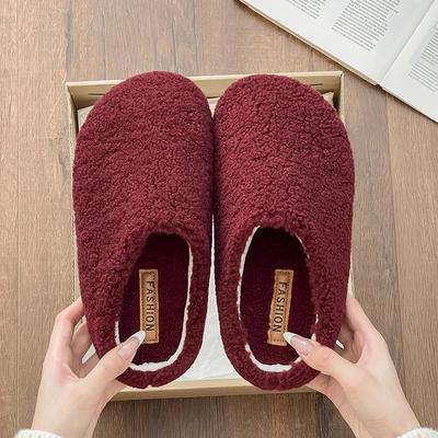 Зимние уличные современные тапочки на среднем каблуке с плоской подошвой 2024 года, высококачественные женские туфли без застежек, однотонные, неглубокие, лаконичные женские тапочки