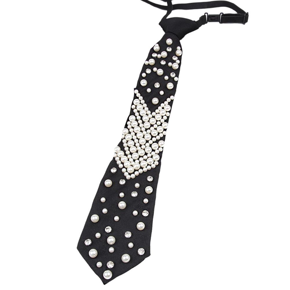 Imitation Pearl Women's Pre-tied Necktie Vintage Lazy Necktie Fashion Neckwear  Uniform Shirt