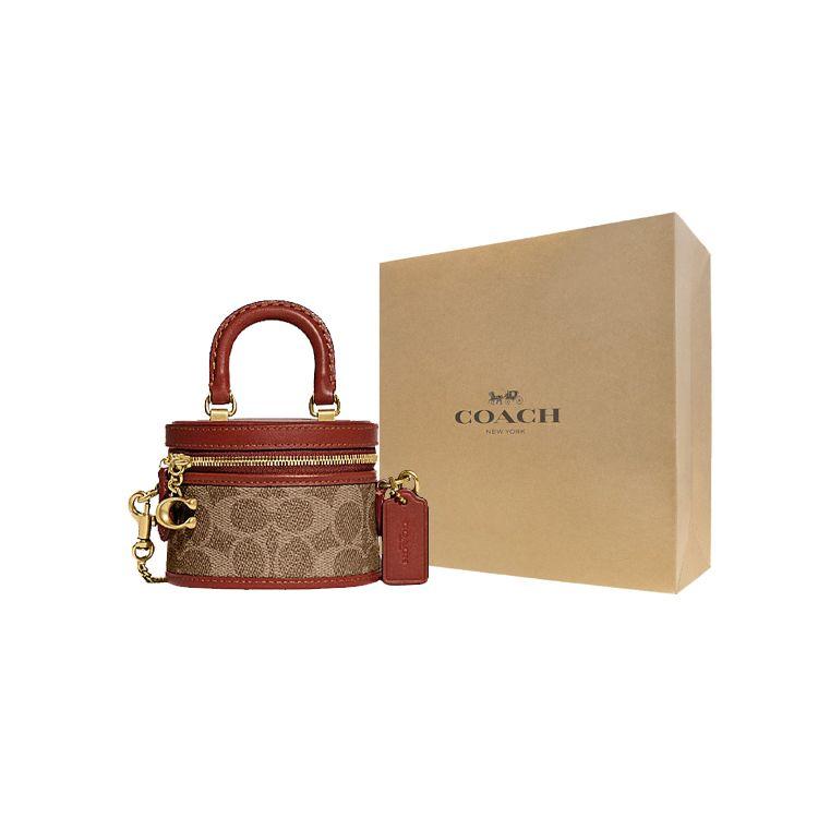 Coach Сумка на цепочке Trail 12 Classic Monogram с молнией, из кожи и покрытого канваса, женская, коричнево-желто-ржавая CE768-B4NQ4