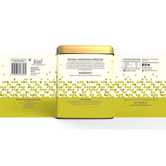 The Indian Chai - Organic Lemongrass Green Tea 100g for Digestion & Cholesterol