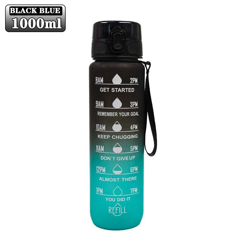 900/1000 мл Спортивная бутылка с временной шкалой, уличная, с градиентной расцветкой, портативная, для фитнеса, мотивационная, с соломинкой, кружка, не содержит BPA