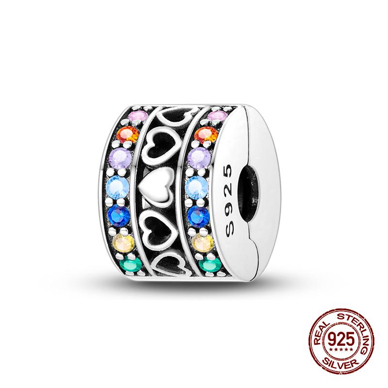 Fashion 100% 925 Sterling Silver Colorful Zircon Stars Moon Separator Charms Bead Fit Original Bracelet Fine DIY Jewelry