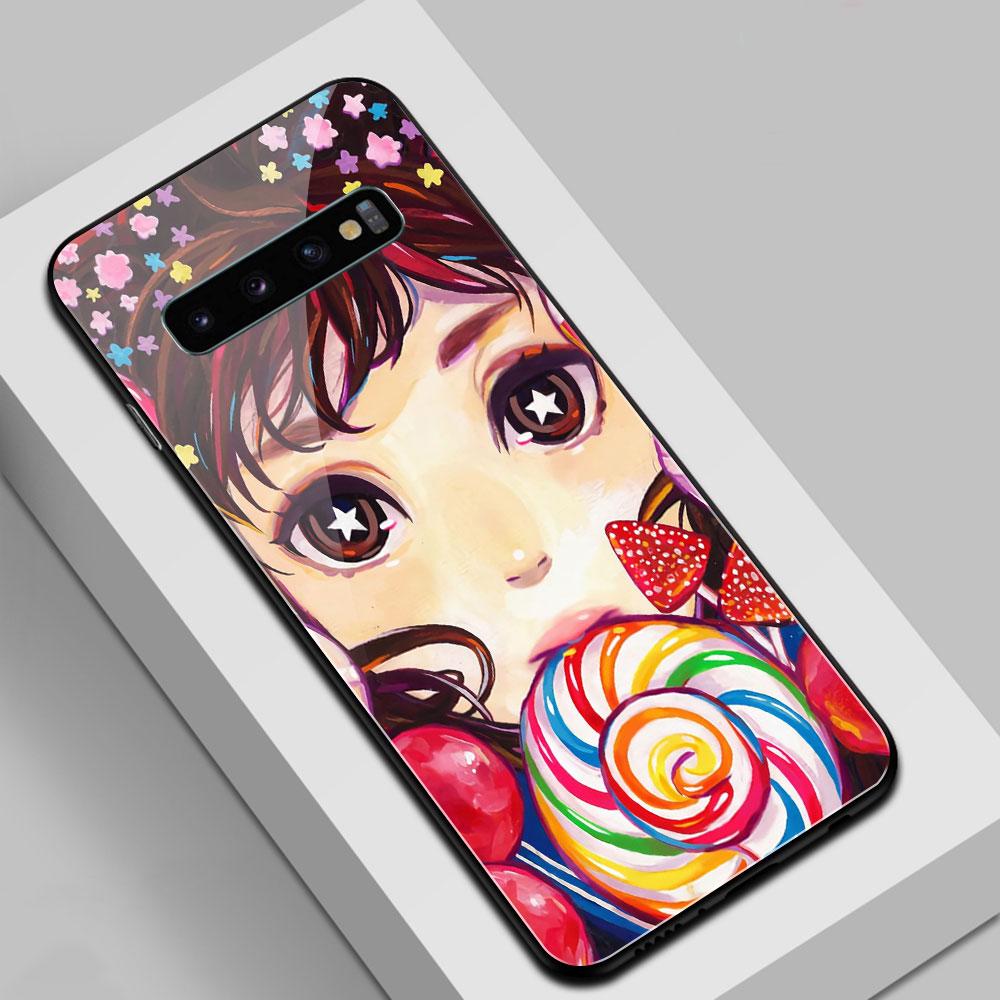 Чехол для Samsung S20 Plus Candy girl Стеклянная задняя крышка Note 9 чехол для Galaxy S8 S9 S20 plus Note 8 9 10 plus S10e S20 ultra S22