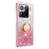 For Xiaomi 15 Pro Case Ring Kickstand TPU Flowers Phone Cover Gradient Glitter