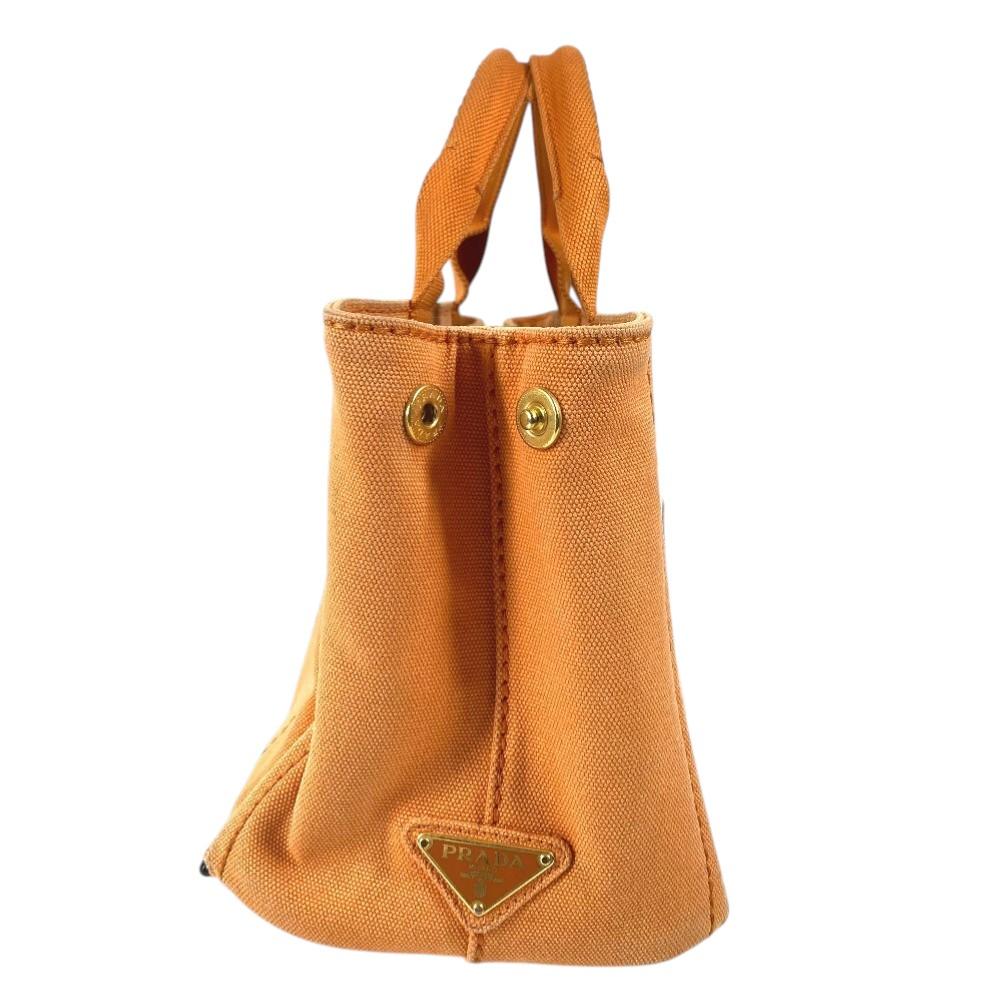 Prada Сумка с логотипом Canapa, Сумка-портфель, Сумка-тоут, Ручная сумка, Холст, Оранжевый