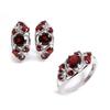 Gorgeous Fashion 100% Natural Mosambian Garnet Ring Earring Set 925 Sterling Silver Real Gem Fine Jewelry for Women