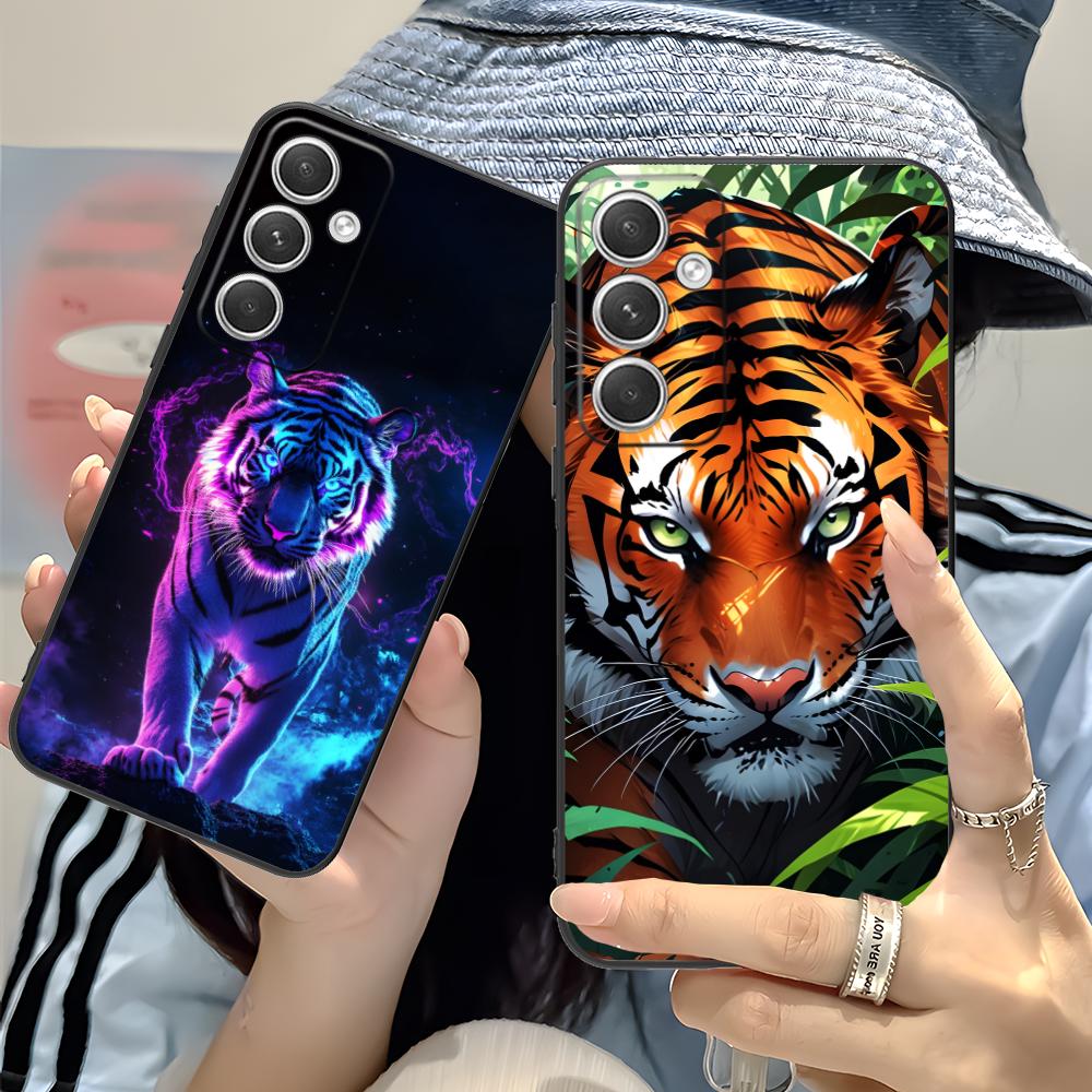 Неоновый чехол для мобильного телефона с тигром для Samsung Galaxy S26 S25 S24 S23 S22 S21 S20 Note20 Plus FE Ultra Цветная крышка