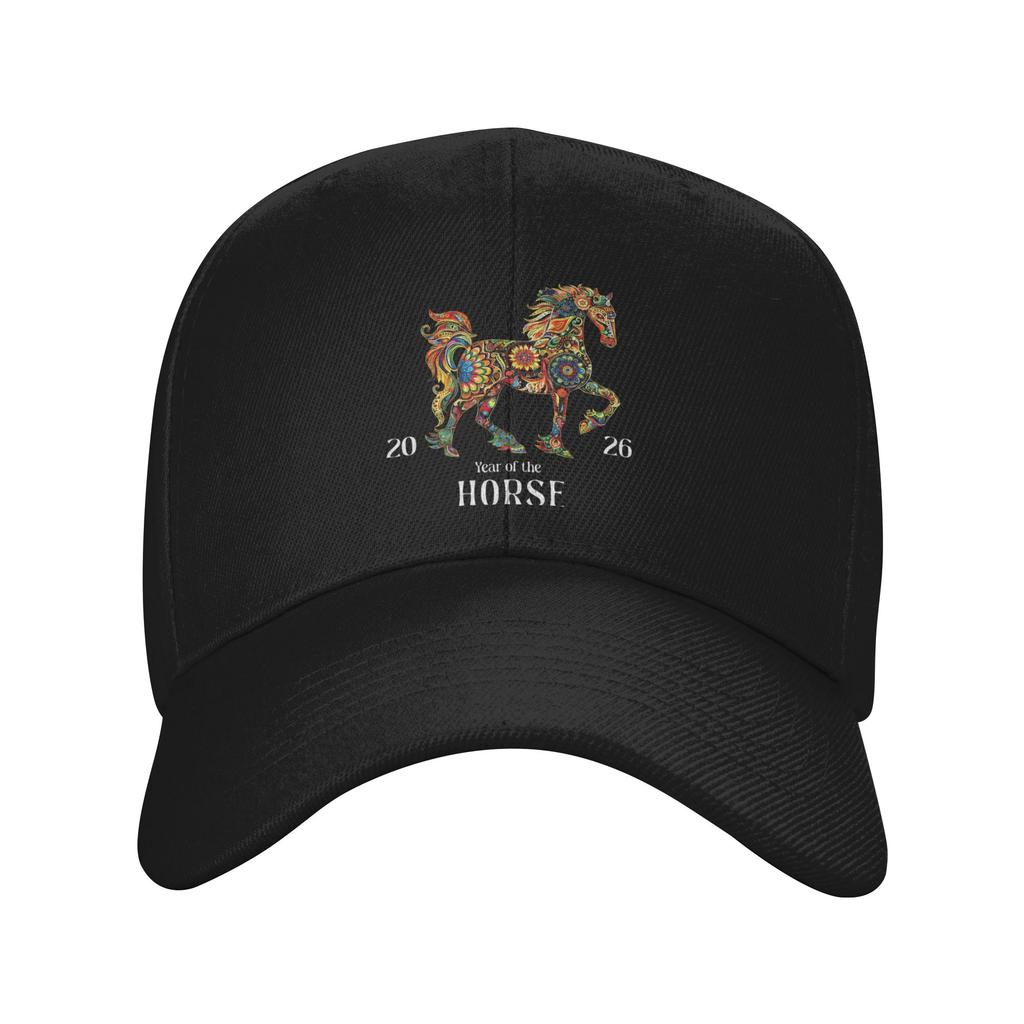 Colorful Horse Art Watercolor Graphic Year of The Horse 2026 Casual Baseball Cap Hip Hop Hats Summer Street Style Baseball Caps