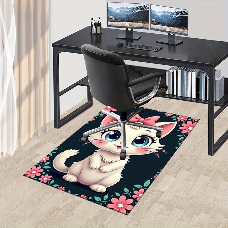 1pc,Cute Kitten Floral Rug - Perfect for Home Decor, Office Carpet, Chair Cover, Outdoor Mat