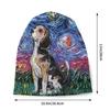 Звездная ночь Beagle Skullies Шапочки Шапки Уличная одежда Зимние теплые женские вязаные шапки унисекс Унисекс для взрослых Домашняя собака Поп-арт Капот Шапки