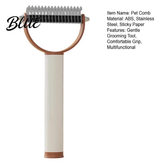 Расческа для груминга собак Расческа для распутывания шерсти животных Двусторонняя Инструмент для удаления колтунов Безопасная грабли для подшерстка Инструмент для вычесывания линяющей шерсти Нержавеющая сталь с удалителем липкой шерсти