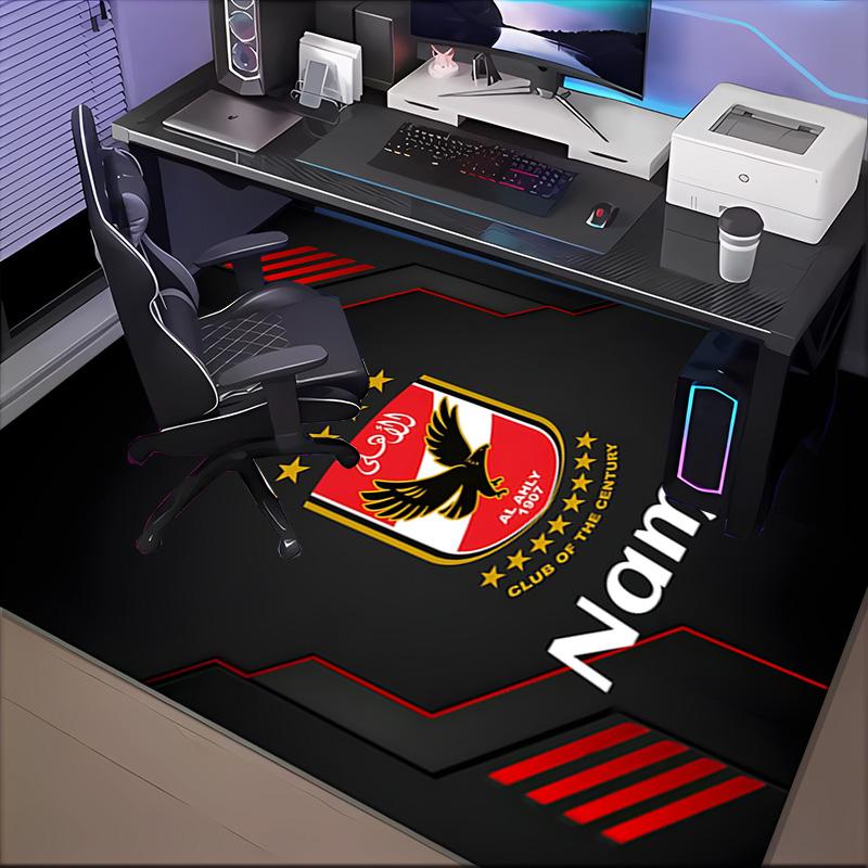 Custom Name Al-Ahly Club Crest Rug Game Carpet, Floor Mat for Bedroom Living Room Entryway Rug, Home Decor Idea Gift for Christmas birthday