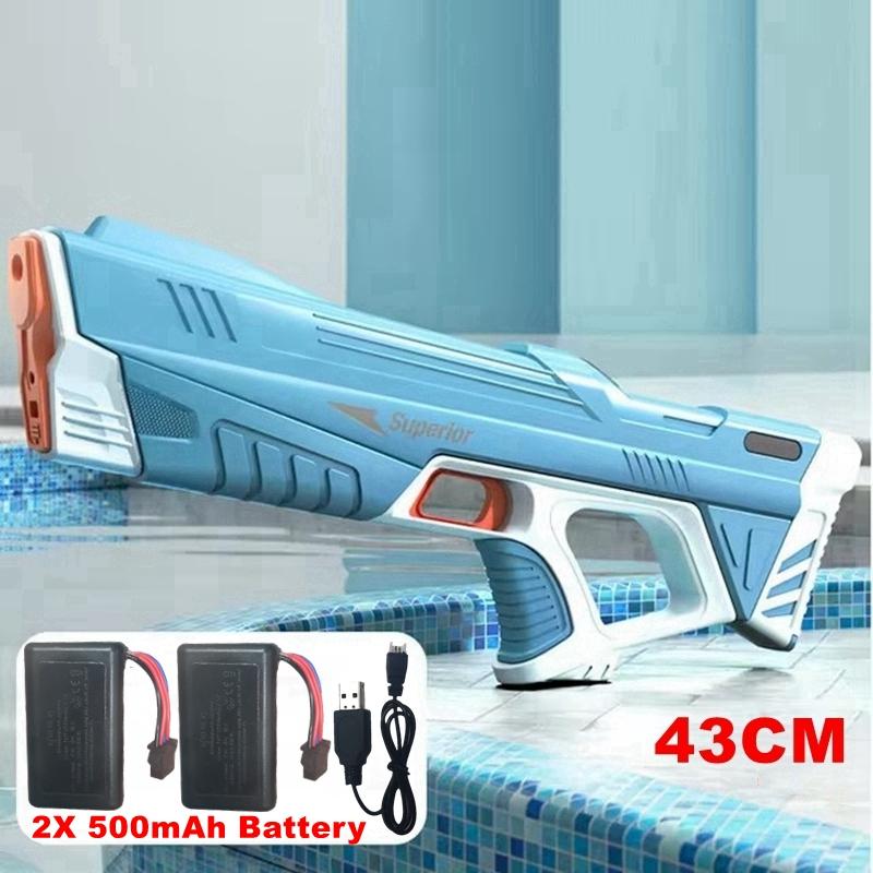 Full Automatic Electric Water Gun Toys 43cm Portable Children Adult Summer Beach Outdoor Fight Fantasy Toys For Boys Kids Game