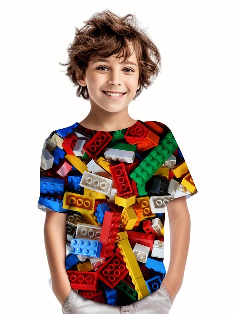 Детская футболка с 3D-принтом «Конструкторы», футболка для мальчика, повседневный свитер, дышащая футболка с коротким рукавом для мальчика, летние топы, Camiseta