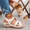 2025 Summer New Hollow Sandals Large Women's Thick Bottom Slope Heel Fashion Sandals