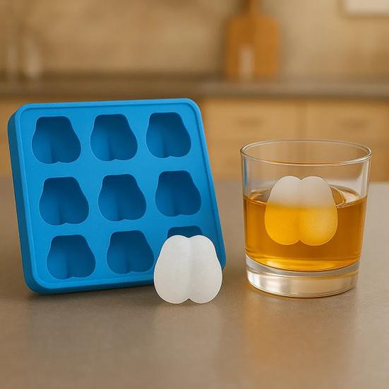 Skull Ice Mold Butt Silicone Ice Cube Mold 6-Cell BPA-Free Ice Cube Maker Dishwasher Safe Ice Mold for Whiskey Cocktails Juice
