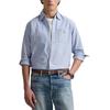Polo Button Stripe Long Sleeve Shirt Men Shirts Blue 710971214-004