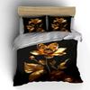 Golden Floral Artwork Decorative Set Soft Comfortable Duvet Cover Bedding Set Included 1*Duvet Cover & 2*Pillowcases gift