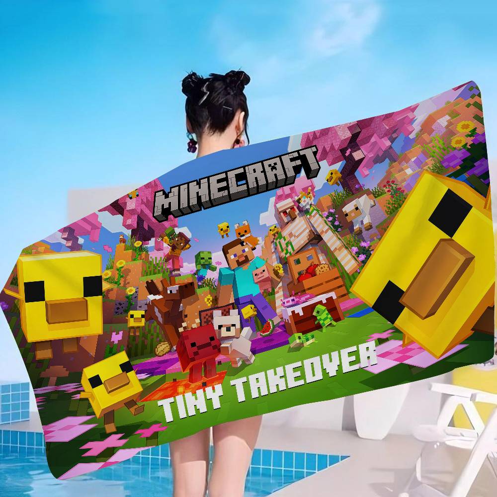 Ретро Игра M-Minecraft Пляжное Полотенце Цветные Банные Полотенца для Девочки Микрофибра Быстросохнущее Без Песка Пляж Йога Спа Тренажерный Зал Бассейн