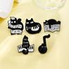 Breastpin Black Cat Enamel Pin Cartoon Beating Note Brooch Cool Piano Cat Badge  Trousers