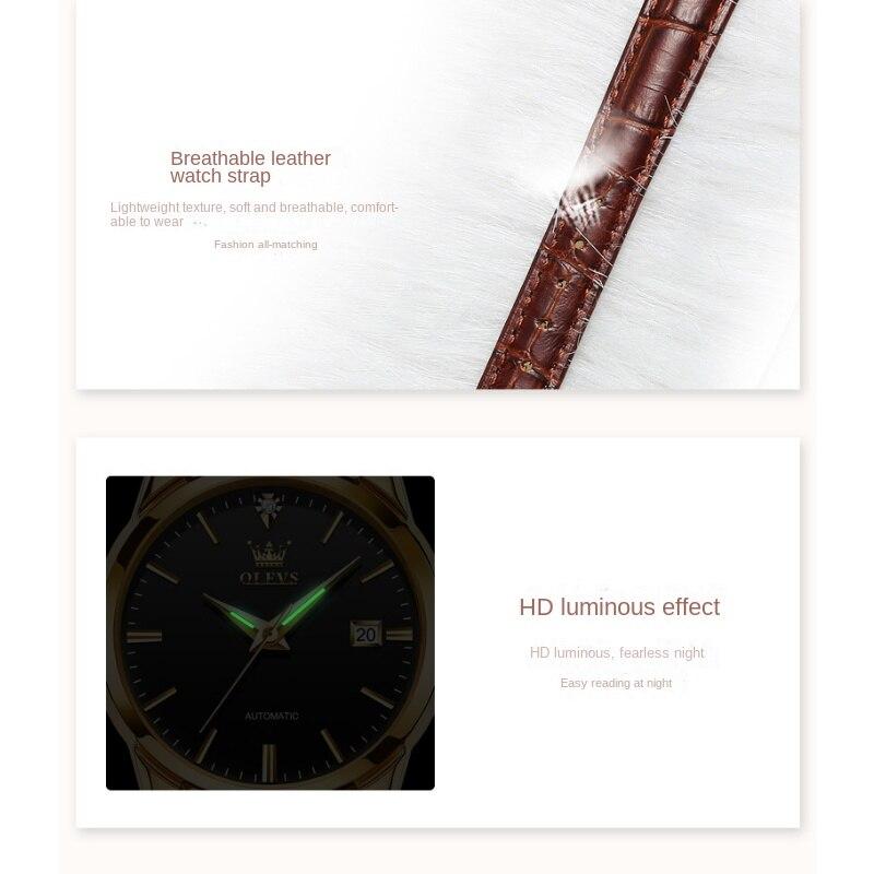 OLEVS Брендовые часы, полностью автоматические механические часы, светящиеся водонепроницаемые часы, женские часы