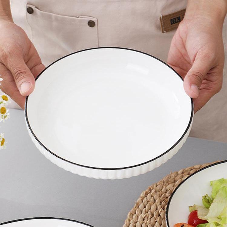 Набор из 6 керамических обеденных тарелок 7 дюймов в скандинавском минималистичном стиле