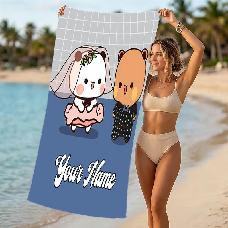 Customizable personalized beach towels Bubu Dudu themed designs.Suitable for the beach, yoga, sports;ideal as beach accessories