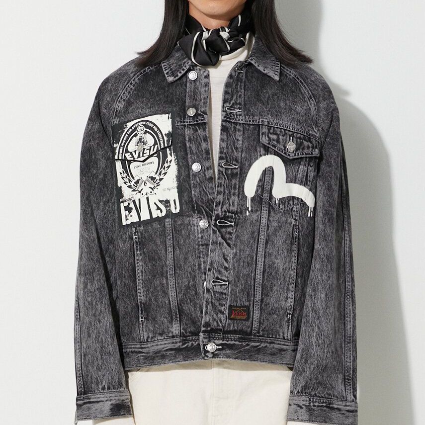 EVISU AW23 Denim Jacket Men's Black 2EAHTM3DJ8064LFCS