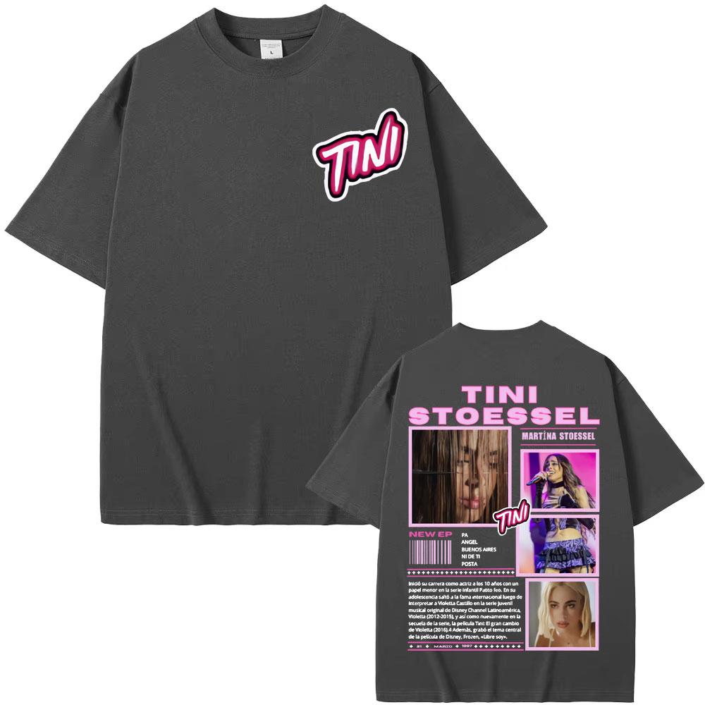 Певица TINI STOESSEL Тур 2025 Футболки с принтом Унисекс Женская одежда Модная Эстетичная Футболка Повседневная С круглым вырезом Короткий рукав Футболка
