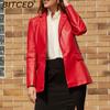 Женский однобортный жакет с длинным рукавом, на одной пуговице, повседневный, для работы, однотонный, кожаный