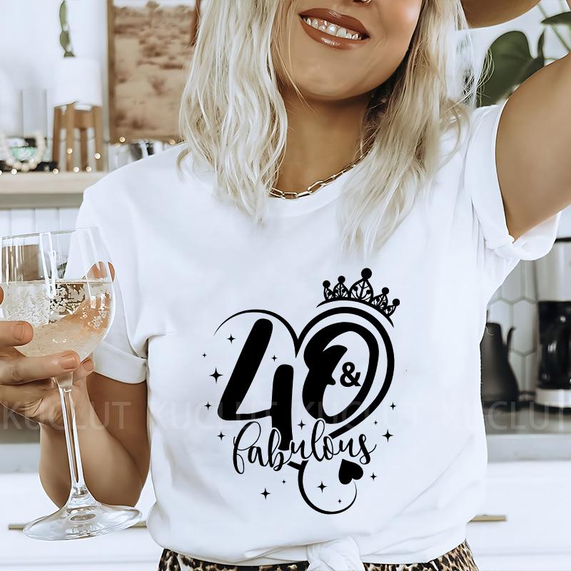 Женская футболка 40th Fabulous Tees Женская футболка для вечеринки в честь 40-летия королевы Модные графические топы Повседневная эстетичная женская одежда