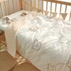 Mling Embroidered Big Bear Washed Cotton Minky Dot Quilt